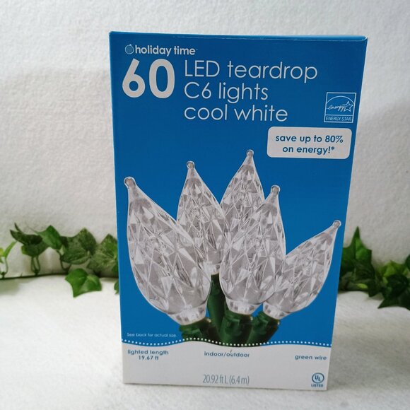 NWT: Holiday Time Cool White 2 Boxes of NIB Teardrop C6 LED Christmas String - Picture 2 of 4